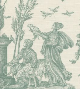 Toile Baptiste Fabric by Lewis & Wood Jade Toile Baptiste Fabric by Lewis & Wood Jade