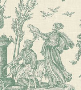 Toile Baptiste Wallpaper by Lewis & Wood Jade Toile Baptiste Wallpaper by Lewis & Wood Jade