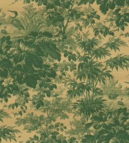 Toile Silk Wallpaper by Jannelli&Volpi Green Toile Silk Wallpaper by Jannelli&Volpi Green