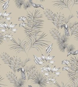 Toucan Toile Wallpaper by Ohpopsi Linen Toucan Toile Wallpaper by Ohpopsi Linen