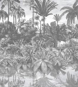 Tropical Reflections Wallpaper by Brand McKenzie Black / White Tropical Reflections Wallpaper by Brand McKenzie Black / White