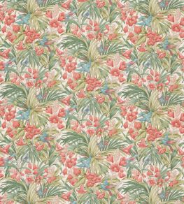 Trumpet Flowers Cotton Fabric by GP & J Baker Red/Green Trumpet Flowers Cotton Fabric by GP & J Baker Red/Green