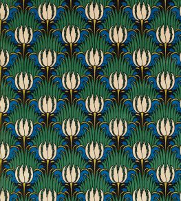 Tulip & Bird Fabric by Morris & Co Goblin Green & Raven Tulip & Bird Fabric by Morris & Co Goblin Green & Raven