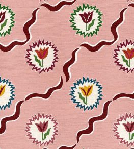Tulips of Belgravia Linen Fabric by Ottoline Burgundy