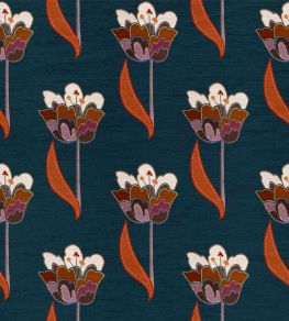 Tulips Fabric by Ottoline Navy Blue