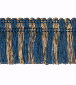 Two Colour Moss Fringe 50mm Trimming by Houles Blue/Gold Two Colour Moss Fringe 50mm Trimming by Houles Blue/Gold