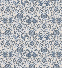 V&A Heraldic Birds Fabric by Arley House French Blue