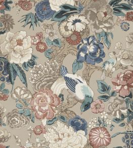 V&A Love Birds Fabric by Arley House Oyster