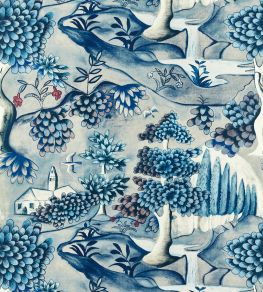 Verdure Ecofast Fabric by Zoffany Indigo Verdure Ecofast Fabric by Zoffany Indigo