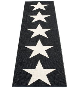Viggo One Runner Rug by Pappelina Black/Vanilla