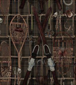 Vintage Skiing Wallpaper by MINDTHEGAP Brown/Taupe/Red/Yellow