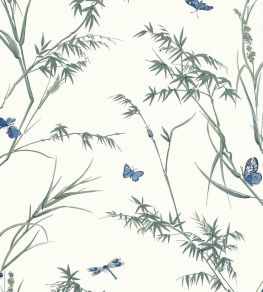 Virginia Wallpaper by Thibaut Blue and Green Virginia Wallpaper by Thibaut Blue and Green