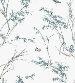 Virginia Wallpaper by Thibaut Cream and Aqua Virginia Wallpaper by Thibaut Cream and Aqua