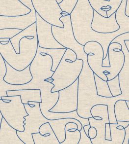 Visage Fabric by Camengo Lin Indigo
