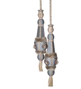 Volanges Double Tassels Tieback Trimming by Houles Blue Glacier Volanges Double Tassels Tieback Trimming by Houles Blue Glacier