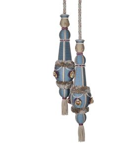 Volanges Double Tassels Tieback Trimming by Houles Blue Nattier Volanges Double Tassels Tieback Trimming by Houles Blue Nattier