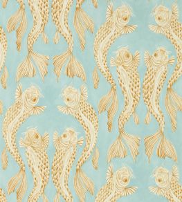 Voyaging Koi Wallpaper by Sanderson Clear Sky / Persimmon