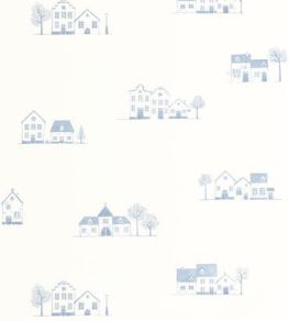 Walk In The Village Wallpaper by Casadeco Bleu Doux Walk In The Village Wallpaper by Casadeco Bleu Doux