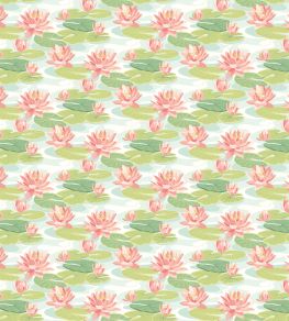 Waterlily Wallpaper by Ohpopsi Duck Egg & Coral Waterlily Wallpaper by Ohpopsi Duck Egg & Coral