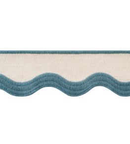 Wave Tape Trimming by Thibaut Peacock on Linen Wave Tape Trimming by Thibaut Peacock on Linen