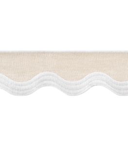 Wave Tape Trimming by Thibaut White on Linen Wave Tape Trimming by Thibaut White on Linen