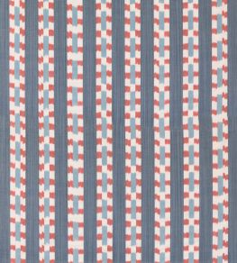 Wayfarer Stripe Fabric by Mulberry Home Blue/Red Wayfarer Stripe Fabric by Mulberry Home Blue/Red