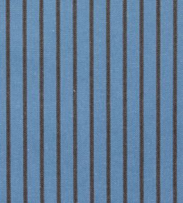 Weymouth Stripe Fabric by Ian Mankin Slate Blue/Mocha Weymouth Stripe Fabric by Ian Mankin Slate Blue/Mocha