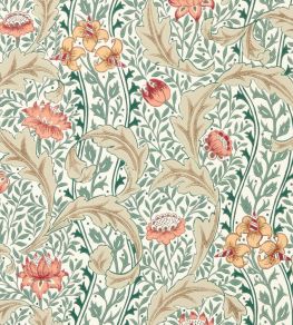 Wild Tulip & Vine Wallpaper by Morris & Co Coral/Teal