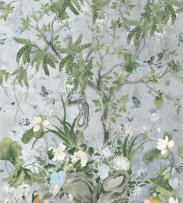 Wild Wisteria Mural by Thibaut Metallic Silver