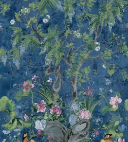 Wild Wisteria Mural by Thibaut Navy Wild Wisteria Mural by Thibaut Navy