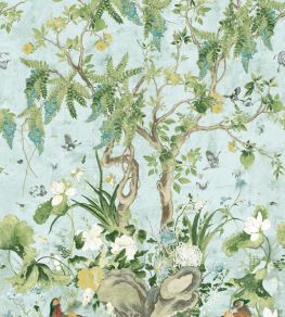 Wild Wisteria Mural by Thibaut Spa Blue Wild Wisteria Mural by Thibaut Spa Blue