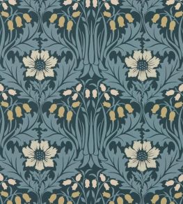 Woodbell & Anemone Wallpaper by Morris & Co Indigo Woodbell & Anemone Wallpaper by Morris & Co Indigo