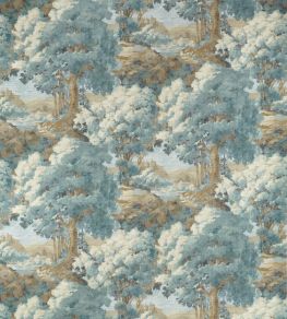 Woodland Clearing Fabric by Thibaut Spa Blue Woodland Clearing Fabric by Thibaut Spa Blue