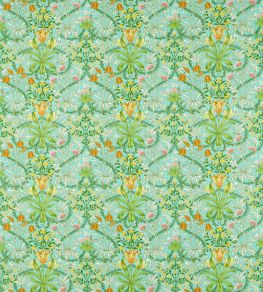 Woodland Weeds Fabric by Morris & Co Orange/Turquoise