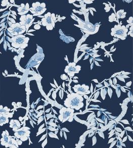 Yukio Wallpaper by Thibaut Navy and White Yukio Wallpaper by Thibaut Navy and White
