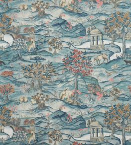 Stand Wood Wallpaper by Zoffany Teal / Velvet Blue