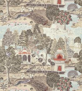 Peacock Garden Fabric by Zoffany Linen/Silver Peacock Garden Fabric by Zoffany Linen/Silver