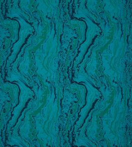 Serpentine Fabric by Zoffany Blue Malachite Serpentine Fabric by Zoffany Blue Malachite