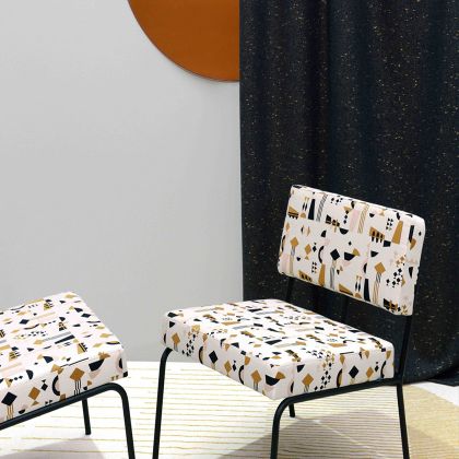 Riviera fabric on chairs and curtains
