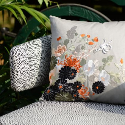 Voyages Voyages fabric on chair and cushions