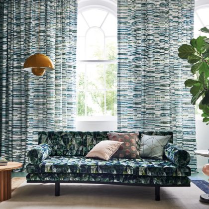 Zafaro fabric on sofa