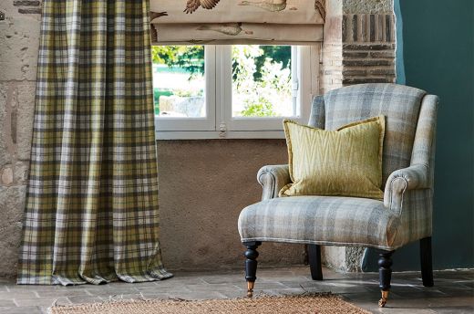 Drapes in check fabric by Sanderson