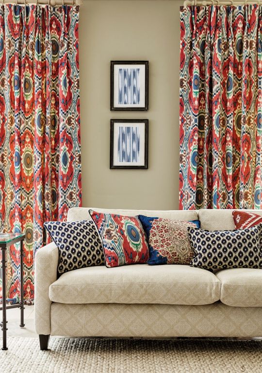 Drapes in an ikat print fabric by Sanderson